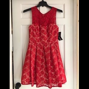 10 Prom Dress RED Sleeveless Lace Formal Holiday New $165